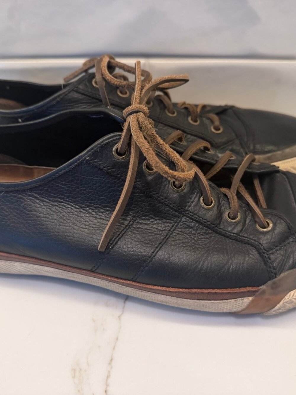 Frye Greene Low Lace Leather Sneakers Men's 13 Black